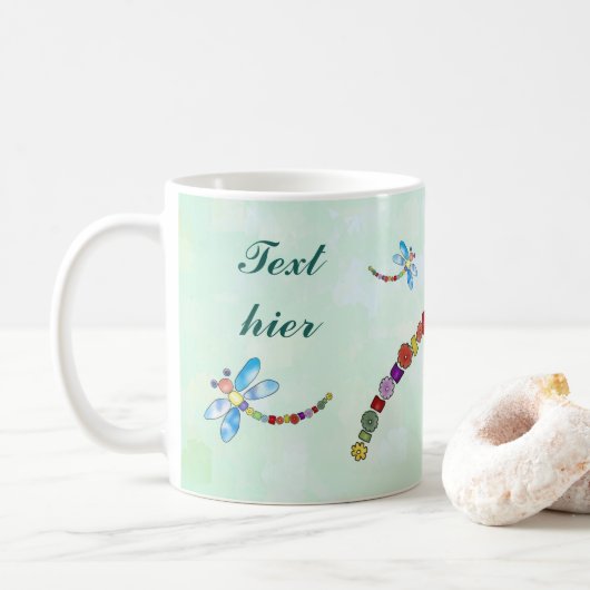 Perlenlibelle, personalisiert コーヒーマグカップ (ドーナツ)
