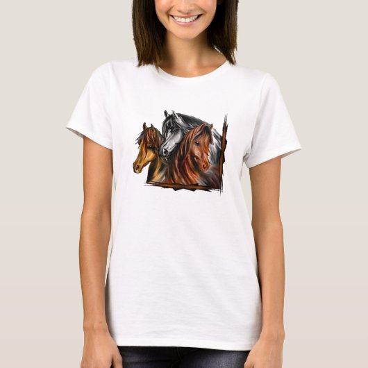 PerliPrints3Horsesz Tシャツ (正面)