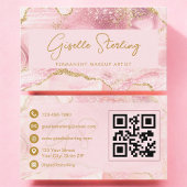 Permanent Makeup Artist Blush Pink Agate QR Code 名刺