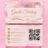 Permanent Makeup Artist Pink Gold Agate QR Code 名刺