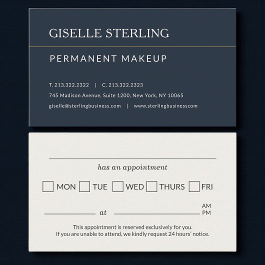Permanent Makeup Office Appointment Reminder 名刺