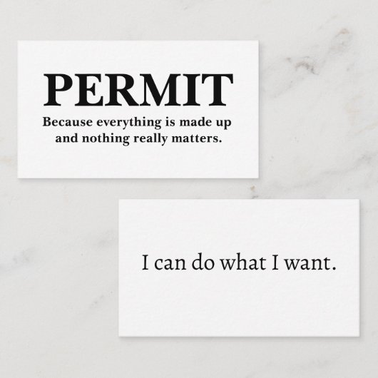 PERMIT私は私が望むようにすることができる。 名刺 (正面/裏面)