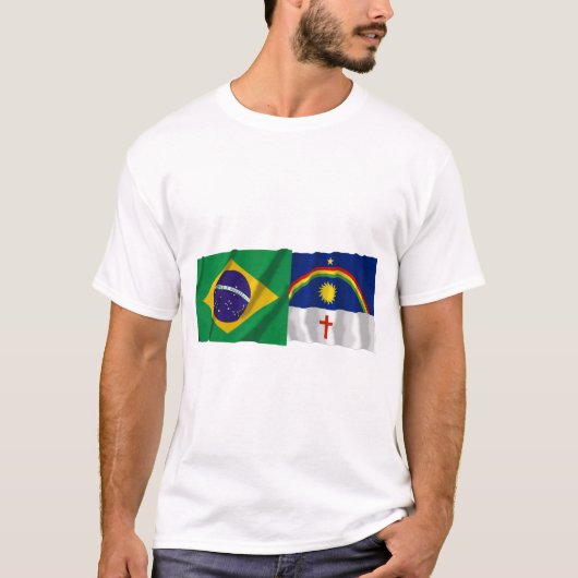 Pernambuco及びブラジルの振る旗 Tシャツ (正面)