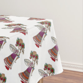 Perogie Pierogie Pyrohyの女の子のウクライナの民芸 テーブルクロス