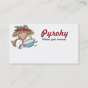 Perogie Pyrohy Pierogiの女の子のウクライナの民芸 名刺