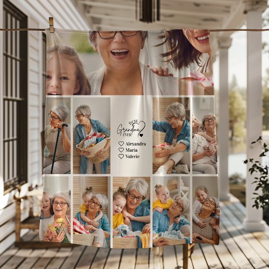 Peronalized 10 Photo Best Grandma Ever Minimalist フリースブランケット