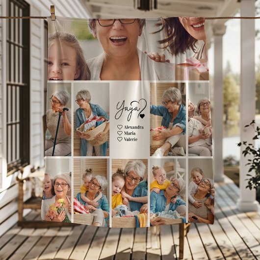 Peronalized 10 Photo Yaya Minimalist Line Art フリースブランケット