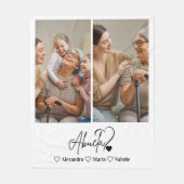 Peronalized 2 Photo  Abuela Minimalist Line Art フリースブランケット (正面)