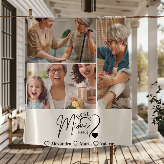 Peronalized 3 Photo Best Mimi Ever Minimalist フリースブランケット