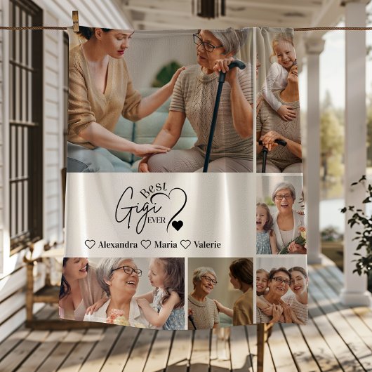 Peronalized 6 Photo Best Nonna Ever Minimalist フリースブランケット