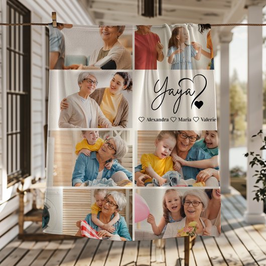 Peronalized 7 Photo Yaya Minimalist Line Art フリースブランケット