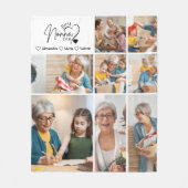 Peronalized 8 Photo Best Nonna Ever Minimalist フリースブランケット (正面)