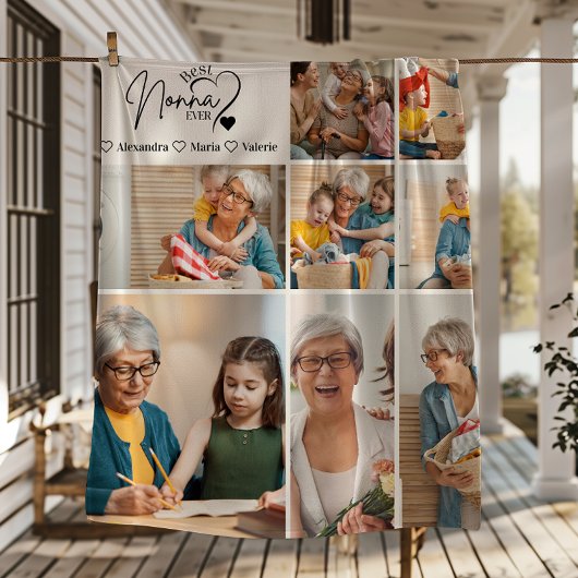 Peronalized 8 Photo Best Nonna Ever Minimalist フリースブランケット