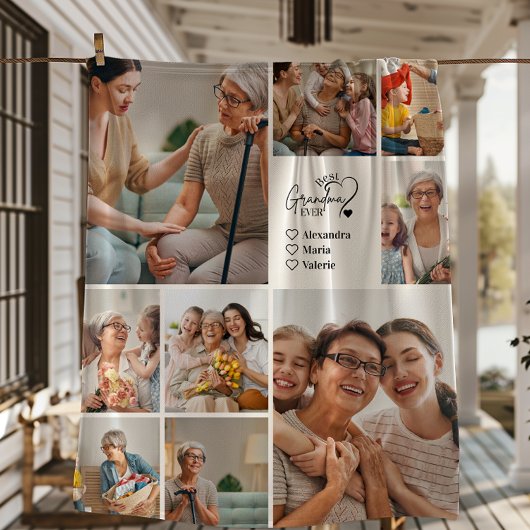 Peronalized 9 Photo Best Grandma Ever Minimalist フリースブランケット