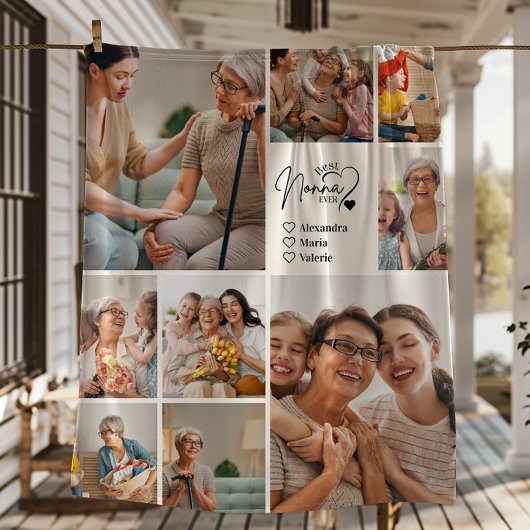 Peronalized 9 Photo Best Nonna Ever Minimalist フリースブランケット