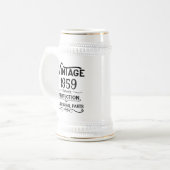 perosnalizedヴィンテージ65th誕生日白黒 ビールジョッキ (正面左)