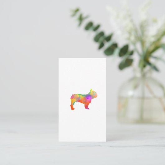 perro french bulldog silueta en acuarela 名刺 (スタンド正面)