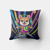 Perro Kawaii Shiba Inu Bailando Neón Retro クッション (裏面)