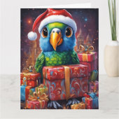Perroquet au milieu des cadeaux de noël カード (正面)