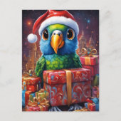 Perroquet au milieu des cadeaux de noël ポストカード (正面)
