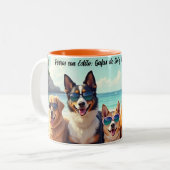 Perros con Estilo: Gafas de Sol y Arena en la Play ツートーンマグカップ (正面左)