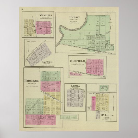 Perry, Memphis, Pawnee, Bronson, Redfield, Kansas ポスター (正面)