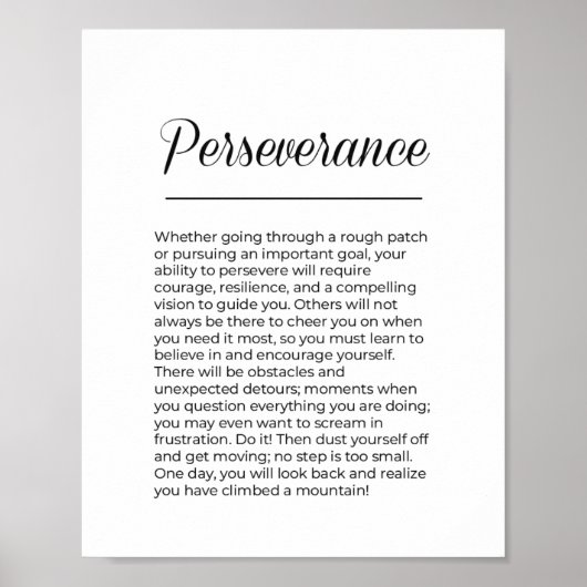 PERSEVERANCE 励ましのモチベーション壁掛けアート ポスター (正面)