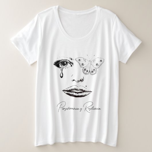 Perseverancia y Resiliencia プラスサイズTシャツ (デザイン正面)