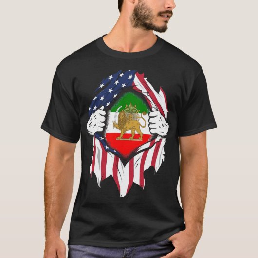 Persia Historic Iranian Flag Hands Ripping Flag  Tシャツ (正面)