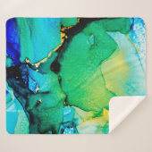 PERSIAN BLUE, chartreuse green. Very beautiful art シェルパブランケット (正面(横))