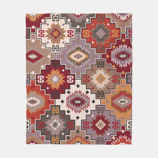 Persian carpet original design, tribal texture. Ea フリースブランケット (正面)