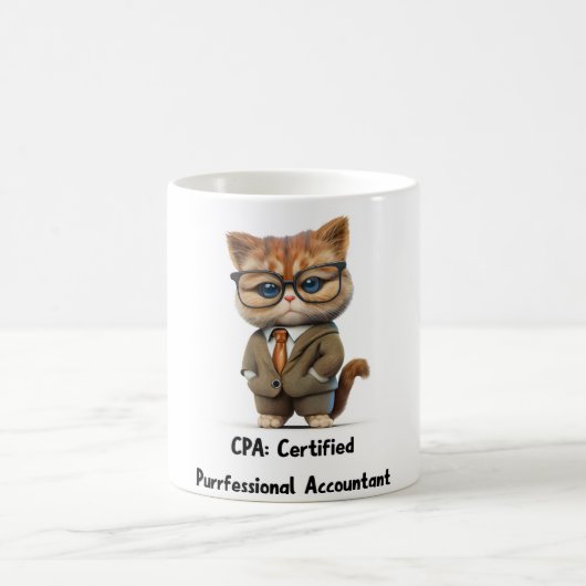 Persian Cat Accountant Mug — Funny Office Gift コーヒーマグカップ (中央)