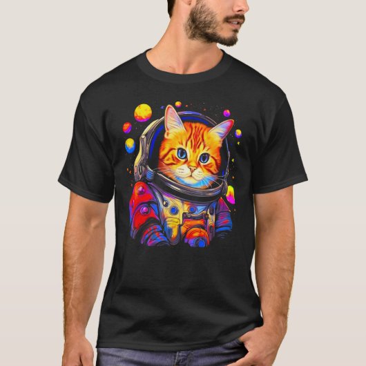 Persian Cat Astronaut Tシャツ (正面)
