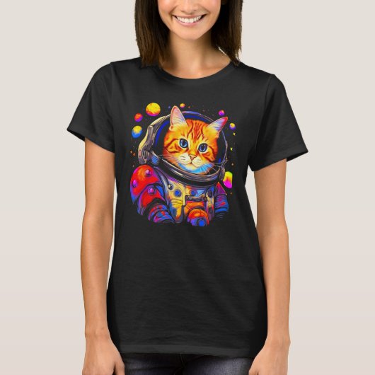 Persian Cat Astronaut Tシャツ (正面)