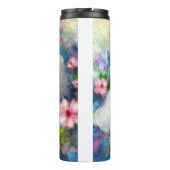 Persian Cat Blue Eyes in Pink Flowers Personalized タンブラー (裏面)