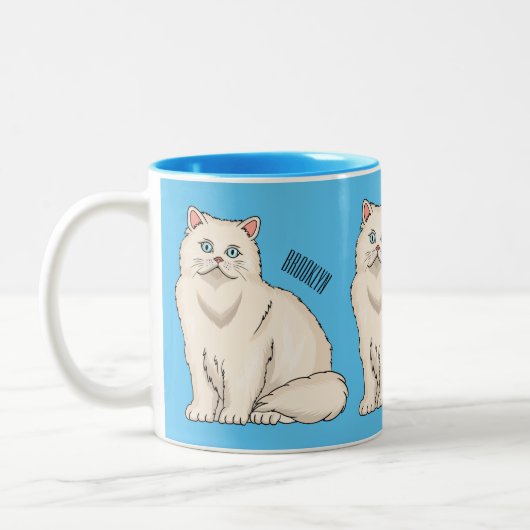 Persian cat cartoon illustration ツートーンマグカップ (左)