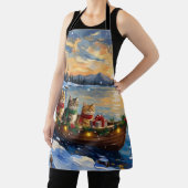 Persian Cat Christmas Boat Holiday エプロン (インサイチュ)