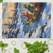 Persian Cat Christmas Boat Holiday キッチンタオル (折り畳み)