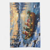 Persian Cat Christmas Boat Holiday キッチンタオル (縦)