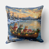 Persian Cat Christmas Boat Holiday クッション (裏面)