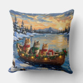 Persian Cat Christmas Boat Holiday クッション (正面)
