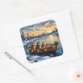 Persian Cat Christmas Boat Holiday スクエアシール (封筒)