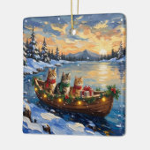 Persian Cat Christmas Boat Holiday セラミックオーナメント (左)
