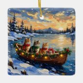 Persian Cat Christmas Boat Holiday セラミックオーナメント (正面)