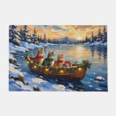 Persian Cat Christmas Boat Holiday ドアマット (正面)