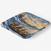 Persian Cat Christmas Boat Holiday ペーパープレート (傾斜あり)