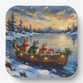 Persian Cat Christmas Boat Holiday ペーパープレート (正面)