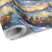 Persian Cat Christmas Boat Holiday ラッピングペーパー (ロールコーナー)