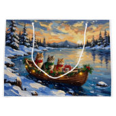 Persian Cat Christmas Boat Holiday ラージペーパーバッグ (正面)