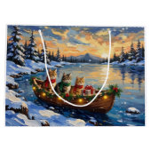 Persian Cat Christmas Boat Holiday ラージペーパーバッグ (裏面)